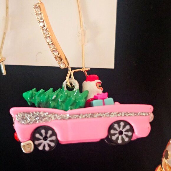 Betsey Johnson Holiday Christmas Statement Necklace Earrings Set Charms & Pearls - Picture 16 of 16